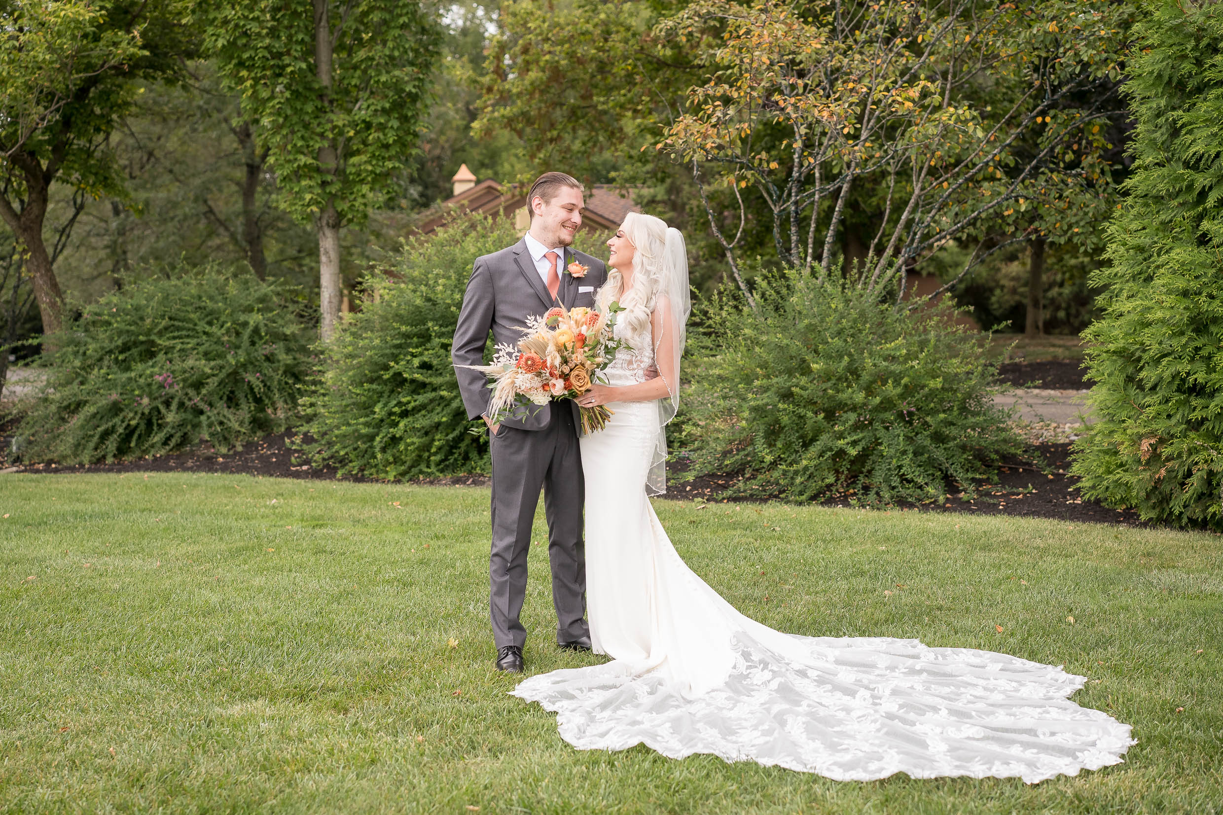 Bride and groom portraits at Gervasi Vineyard in Canton Ohio.