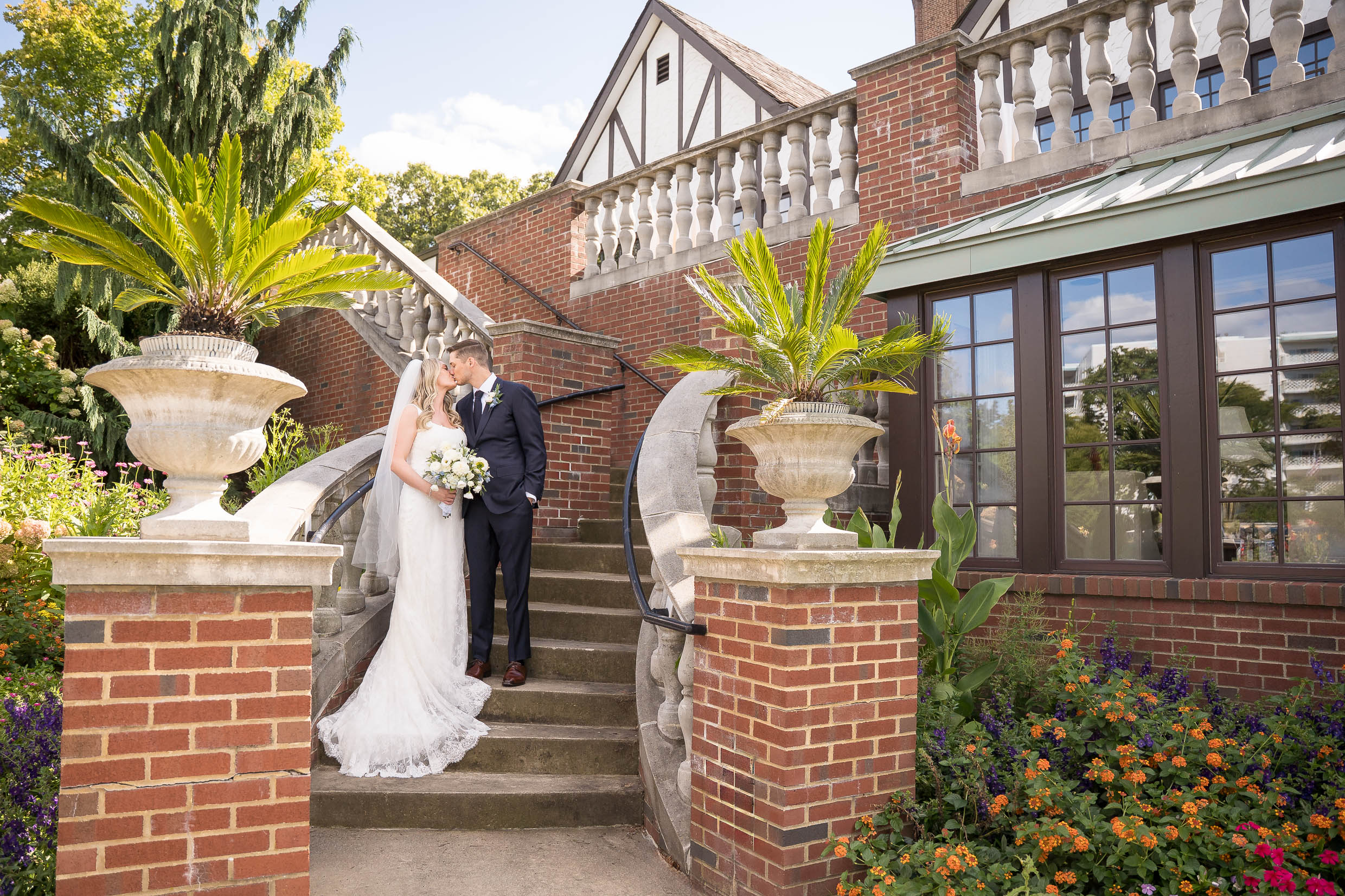 Bride and groom portraits at Portage Country Club in Akron Ohio.